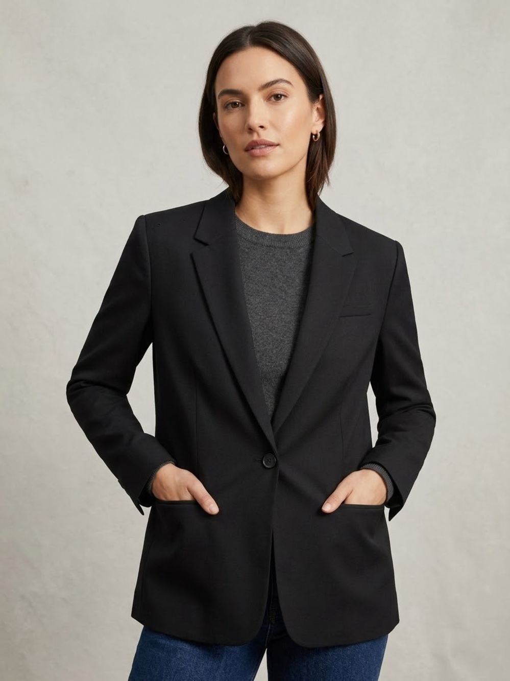 Everlane Black Wool Slim Blazer Classic Tailored Jacket 12